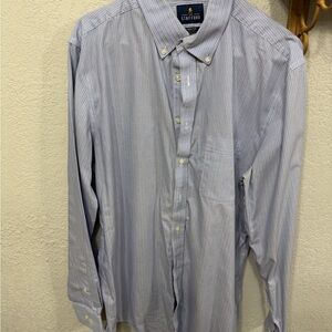 Stafford Men's Light Blue Pinstripe Button Down Shirt